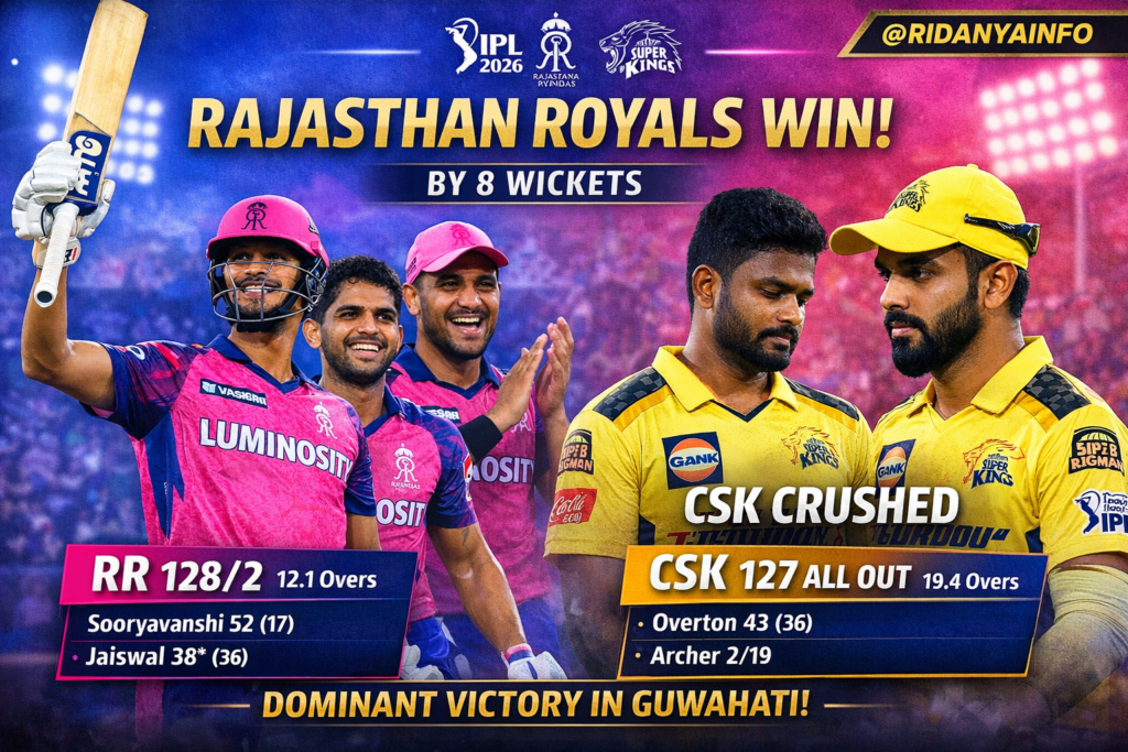 RR vs CSK 2026 Today Match,