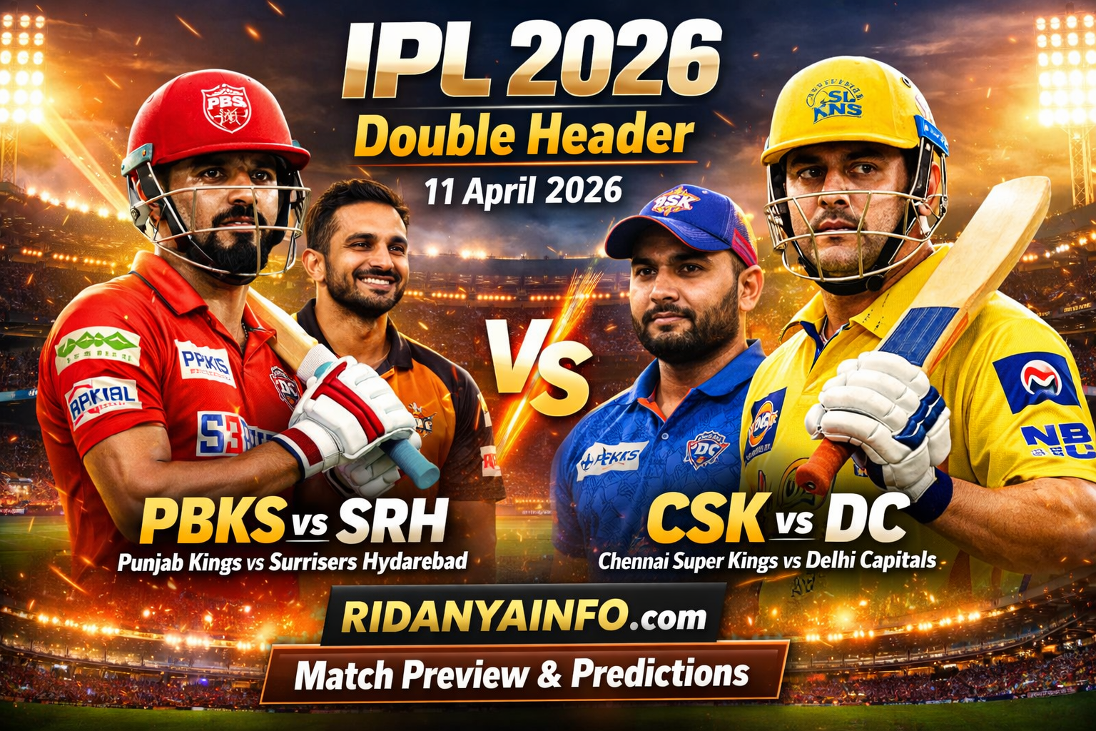 IPL 2026 11 April, PBKS vs SRH today match, CSK vs DC preview, IPL match date, cricket news Hindi