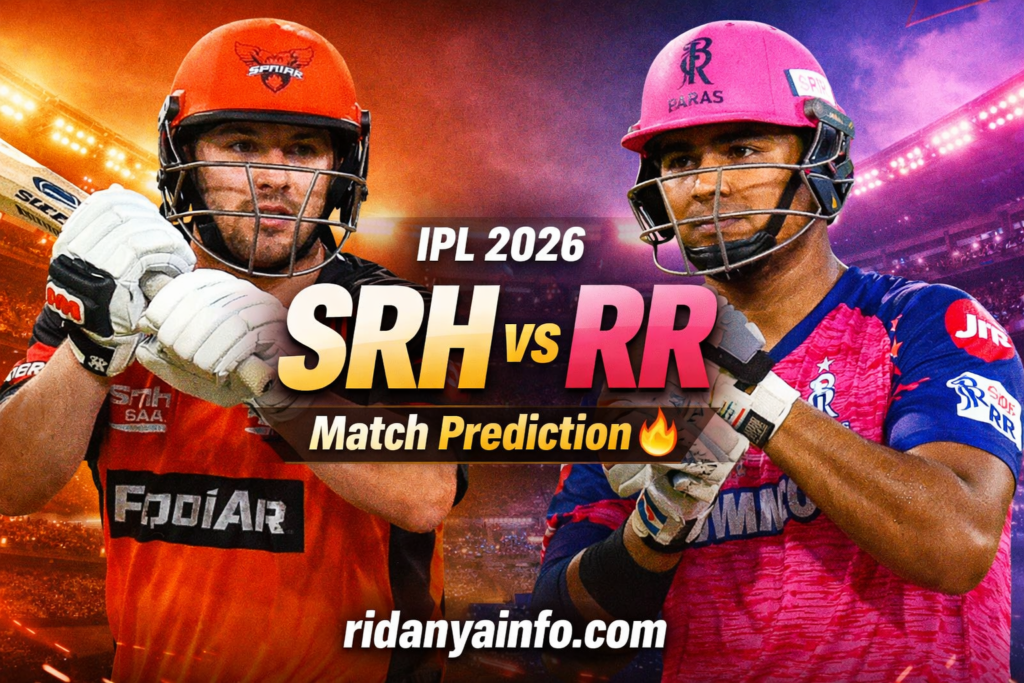 SRH vs RR IPL 2026 match preview Hyderabad stadium Travis Head Riyan Parag batting action