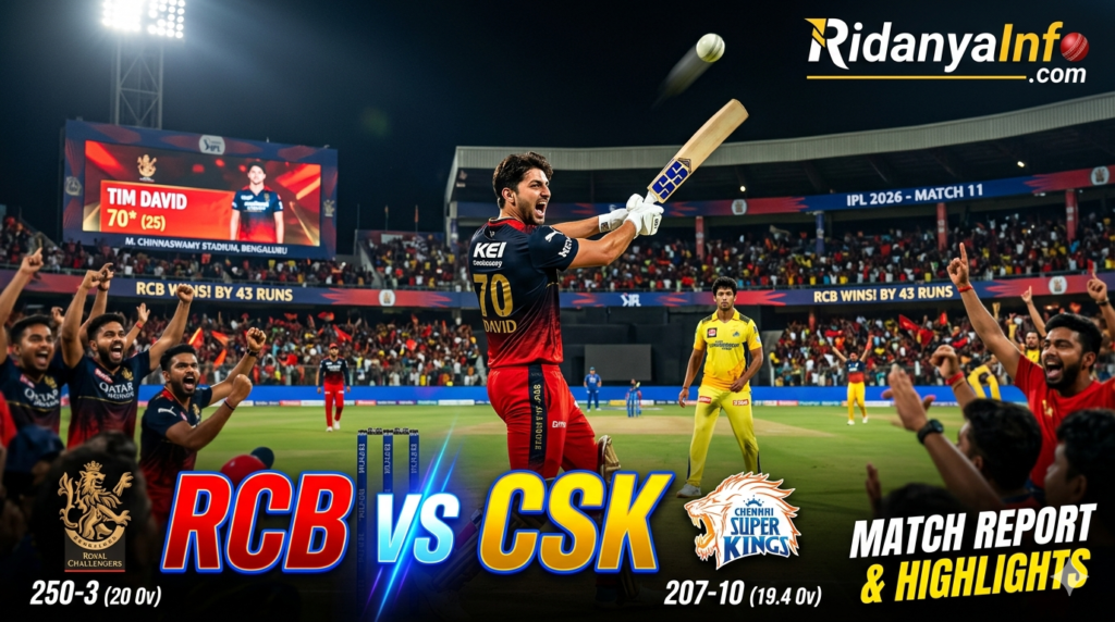RCB vs CSK scorecard 2026