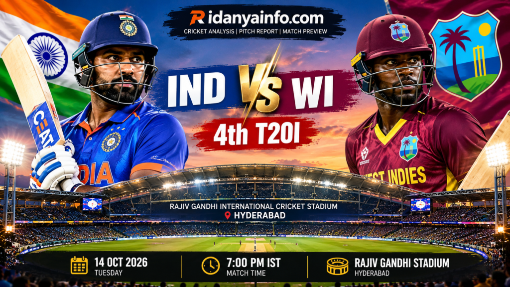 IND vs WI 4th T20I Pitch Report 2026 – India vs West Indies Match Preview | Ridanyainfo.com